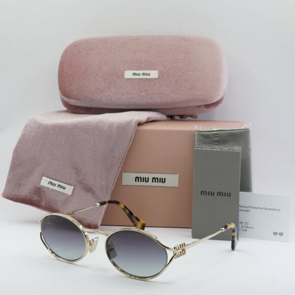 Miu Miu MU52YS ZVN5D1 Sunglasses Pale Gold Oval Frame, Grey Gradient Lenses main image 10